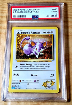 2023 Pokemon CLB EN L.T SURGE'S RATTATA 015 Holo Trading Card Game Classic PSA 9 - Image 1