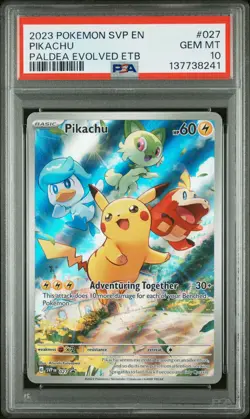 2023 POKEMON SVP EN-SV BLACK STAR PROMO #027 PIKACHU PSA 10 - Image 1