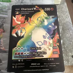 Charizard V Black Foil Rainbow Pokemon Card 🔥Fan Art 🔥Card N/M - Image 1