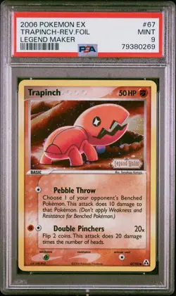 PSA 9 MINT Trapinch Reverse Holo 67/92 Ex Legend Maker Pokemon Card - Image 1