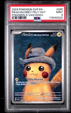 Pokemon Pikachu with Grey Felt Hat Van Gogh Full Art Promo SVP EN 085 PSA 9 Mint - Image 1