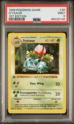 PSA 9 IVYSAUR 1ST EDITION BASE SET 1999 POKEMON GAME #30 - Image 1