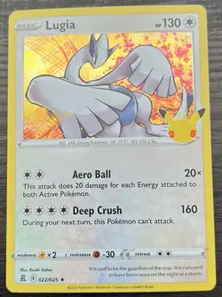 Lugia 022/025 Pokemon TCG Sword & Shield Celebrations Holo MINT NM - Image 1