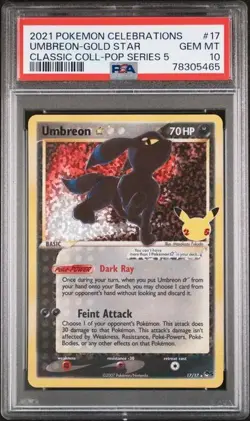 2021 Pokemon Celebrations Umbreon Gold Star #17 Classic Coll. PSA 10 - Image 1