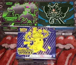 3 Total ETB- Pokemon S&V Shrouded Fable/Surging Sparks/Twilight Masquerade ETB - Image 1