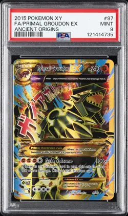 2015 POKEMON XY ANCIENT ORIGINS #97 FULL ART/PRIMAL GROUDON EX PSA 9 - Image 1