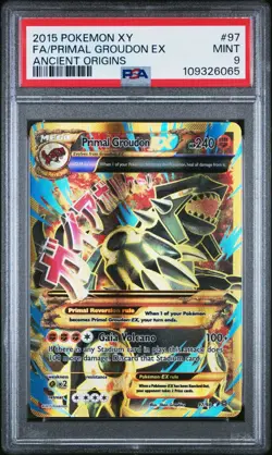Pokemon 2015 XY Ancient Origins 97/98 Full Art Primal Groudon EX PSA 9 Mint - Image 1
