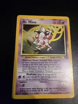Pokemon TCG Jungle Mr Mime Holo Rare Card 6/64 WOTC Vintage LP-/MP+ Condition - Image 1