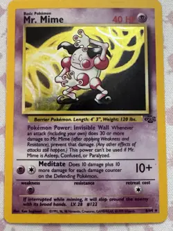 Vintage 1999 Pokemon TCG Jungle Unlimited Mr. Mime Holo 6/64 Card CLEAN! NM - Image 3
