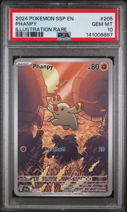 Pokemon Phanpy Surging Sparks #205 Graded Card PSA 10 - Image 1
