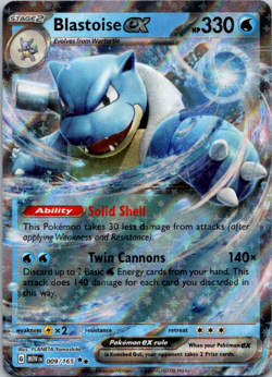 Pokemon 151 ENGLISH - BLASTOISE EX - DOUBLE RARE - 009/165 - NM/M - Image 1