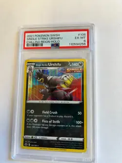 2021 Pokemon SWSH Single Strike Urshifu Chilling Reign-Holo #108 EX-MT 6 PSA - Image 1