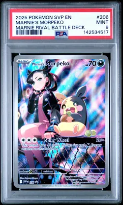 PSA 9 Marnie'S Morpeko #206 2025 Pokemon Svp En Sv Black Star Promo 142534517 - Image 1