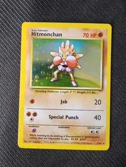 Pokemon TCG Hitmonchan Base Set 7/102 Holo 1999-2000 Wizards Base Set Copyright - Image 1