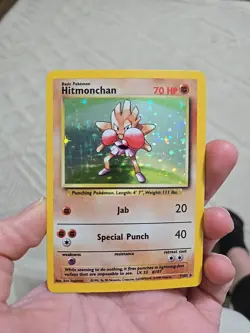 Pokemon TCG Hitmonchan Base Set 7/102 Holo 1999-2000 Wizards Base Set Copyright - Image 1
