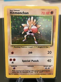 Pokemon TCG Hitmonchan Base Set 7/102 Holo 1999-2000 Wizards Base Set Copyright - Image 1