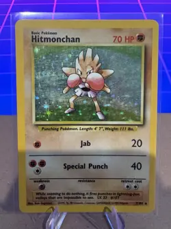 Pokemon TCG Hitmonchan Base Set 7/102 Holo 1999-2000 Wizards Base Set Copyright - Image 1