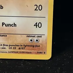Pokemon TCG Hitmonchan Base Set 7/102 Holo 1999-2000 - Image 4