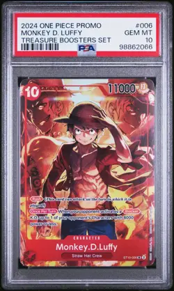 2024 ONE PIECE PROMOS 006 MONKEY D. LUFFY TREASURE BOOSTERS SET PSA 10 GEM MINT - Image 1