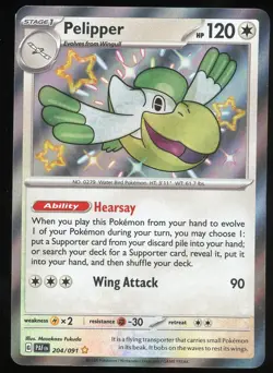 Pokemon TCG Pelipper Holo Shiny Rare S&V Paldean Fates 204/091 NM - Image 1