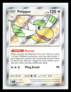 💥 Pelipper - # 204/091 Pokemon TCG SV: Paldean Fates Baby Shiny Rare Holo 2024 - Image 1
