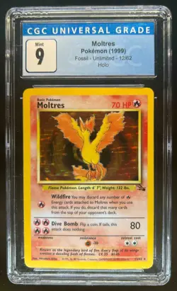 1999 Pokemon Fossil Moltres Holo Rare #12/62 CGC 9 - Image 1