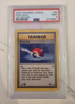 1999 POKEMON WOTC JUNGLE 1ST EDITION POKE BALL #64 PSA 9 Graded Card cgc - Image 1