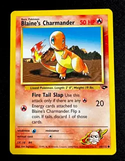 Blaine's Charmander 60/132 MP Gym Challenge Pokemon Card Common Moderate Play - Image 1