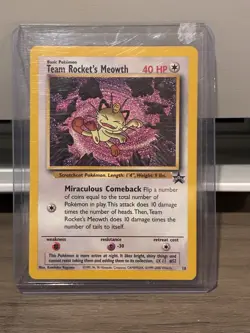 Team Rocket's Meowth # 18 Black Star PROMO WOTC Rare Pokemon Card Tcg - LP - Image 1