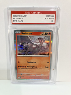 RESHIRAM #017/094 RARE FOIL Pokemon 2025 Card GRADED 10 MINT TCG CCG - Image 1
