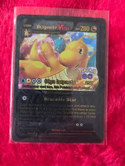 Pokemon Go Dragonite VSTAR BLACK Foil Fan Art Collector Card - 280 HP - Image 1