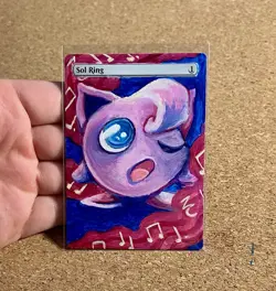 Hand Painted Pokemon Sol Ring Magic: The Gathering Jigglypuff Custom Altered - Image 1