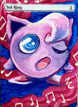 Hand Painted Pokemon Sol Ring Magic: The Gathering Jigglypuff Custom Altered - Image 2