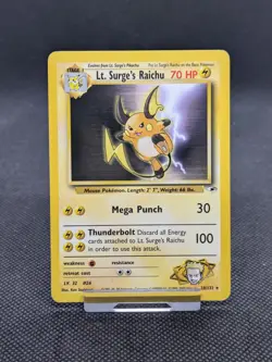 Pokemon Lt. Surges Raichu Card 28/132 Gym Heroes WOTC LP EXCELLENT - Image 1