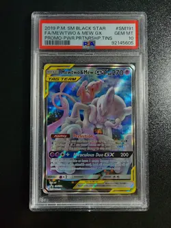 MEWTWO & MEW GX 2019 Pokemon Partnership Tins English #SM191 Promo PSA 10 5605 - Image 1