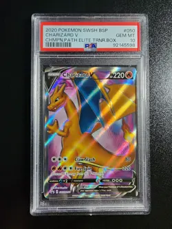 CHARIZARD V 2020 Pokemon ETB Champions Path English #SWSH050 Promo PSA 10 5598 - Image 1