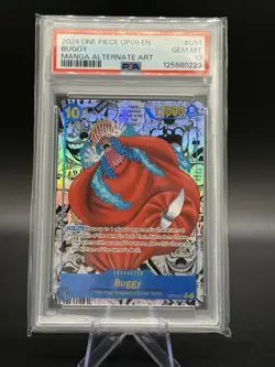 2024 One Piece OP09 EN Manga Alternate Art #051 Buggy PSA 10 GEM MINT - Image 1