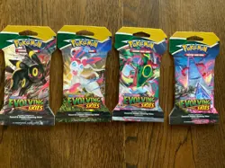 Pokemon SWSH EVOLVING SKIES 4 Sleeved Blisters ART SET FACTORY SEALED - Image 1