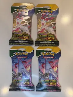 Pokemon TCG Evolving Skies Sleeved Booster Blister Packs Factory Sealed Lot of 4 - Image 1