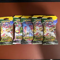 Pokemon SWSH EVOLVING SKIES Lot Of 10 Sleeved Blisters ART SET FACTORY SEALED - Image 3