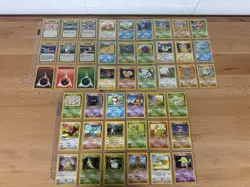 LP/MP COMPLETE Pokemon BASE Set 2 All 48 Card COMMON Non-Holo 130 WOTC - Image 1