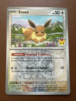 Eevee 074/131 Pokemon Day 2025 Stamped Reverse Holo Pokemon Card Mint - Image 1