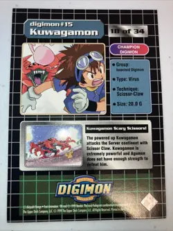 Kuwagamon Holo Digimon 1999 Upper Deck Card - Image 2