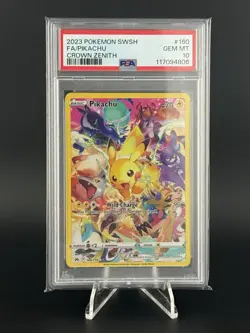 Pokemon Pikachu TCG Crown Zenith Holo Full Art Secret Rare Card PSA 10, 160/159 - Image 1
