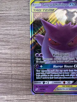Pokemon TCG Gengar & Mimikyu GX TAG TEAM Ultra Rare Holo Card Sm-Team Up 53/181 - Image 3