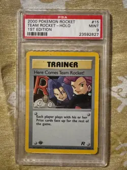 2000 Pokemon 1st Edition Here Comes Team Rocket Holo Team Rocket 15/82 PSA 9 - Image 1