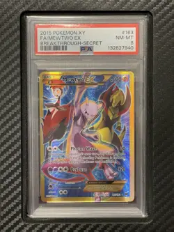2015 PSA 8 FA Mewtwo EX #163 Full Art Secret Rare Pokemon TCG XY Breakthrough - Image 1
