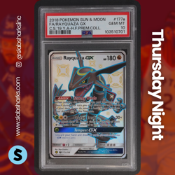 2018 POKEMON SM CELESTIAL STORM PREMIUM COLL. PROMO #177A/168 RAYQUAZA GX PSA 10 - Image 1