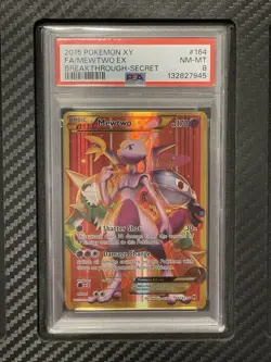 2015 PSA 8 FA Mewtwo EX #164 Full Art Secret Rare Gold Pokemon TCG Breakthrough - Image 1