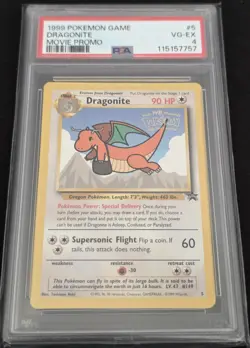 1999 Pokemon WotC Black Star Promo Dragonite #5 PSA 4 VG Movie Promo - Image 3